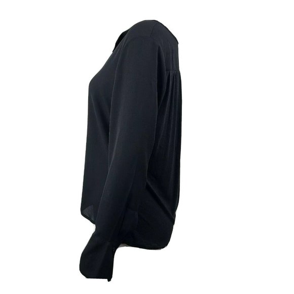 ANN TAYLOR LOFT Outlet Solid All Black Sheer Top Womens Size S Small - Picture 2 of 6